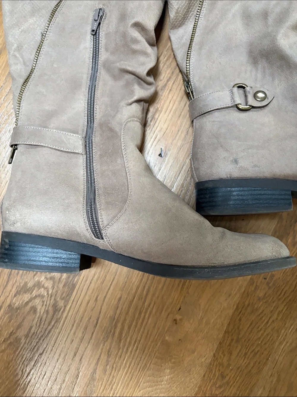 White Mountain Taupe Over-the-Knee Buckle Riding Boots
